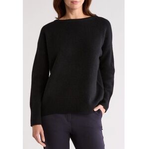 ❤️ VINCE cotton draped cowl neck sweater black medium